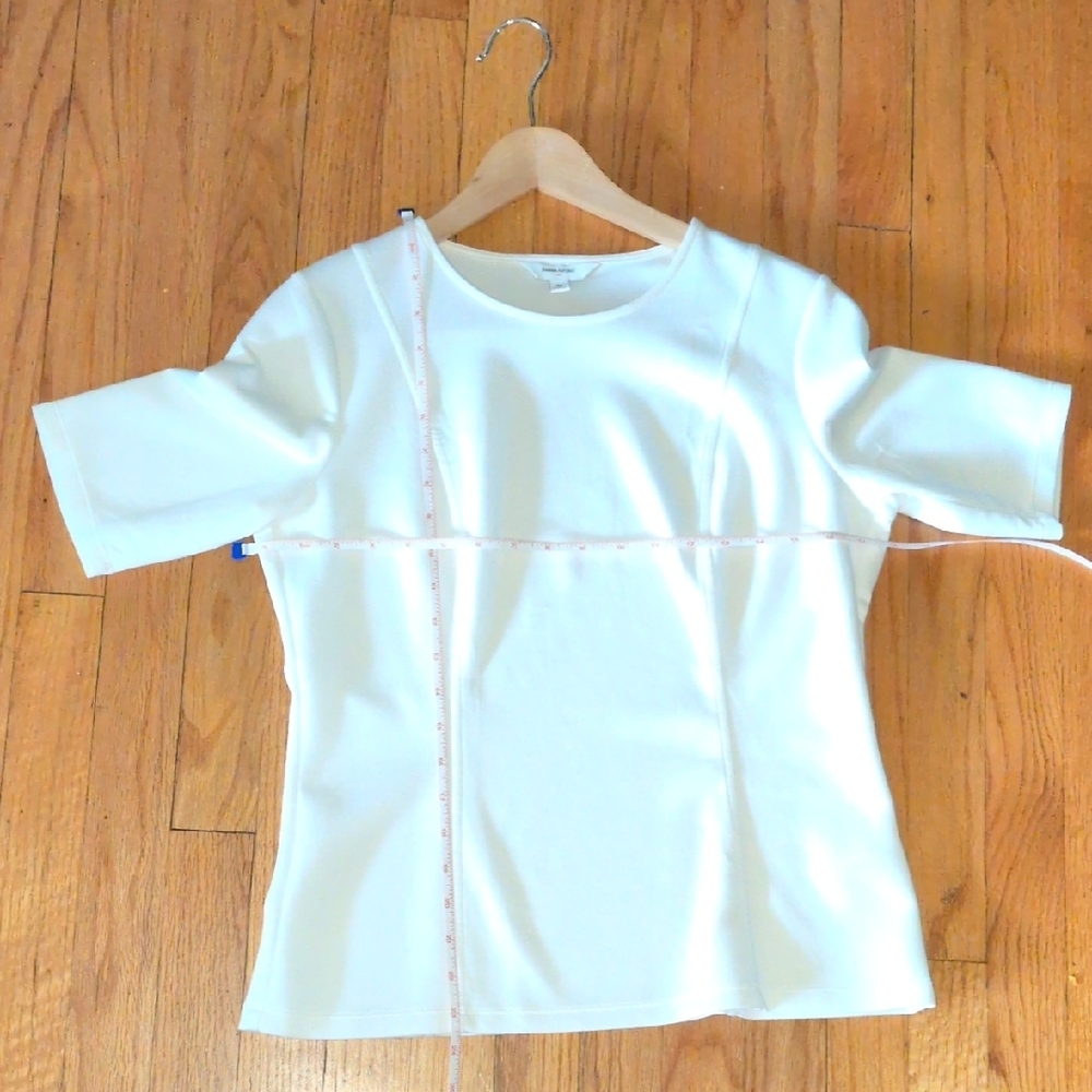 Banana Republic women's white structured Short Sleeve Top  fabric M - Picture 5 of 7